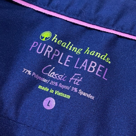Healing Hands Purple Label Classic Fit Navy Blue Button Down Scrub Jacket Sz L - Picture 6 of 7
